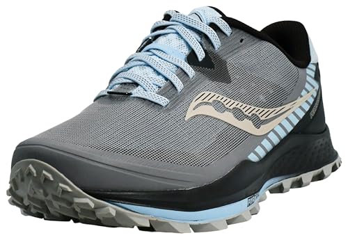 Saucony Women's Peregrine 11 Trail Running Shoe, Zinc/Sky/Loom 8 Wide