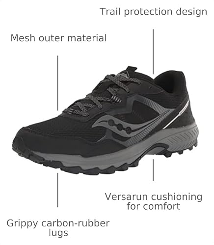 Saucony Men's Excursion TR16 Trail Running Shoe, Black/Charcoal, 10.5 Medium