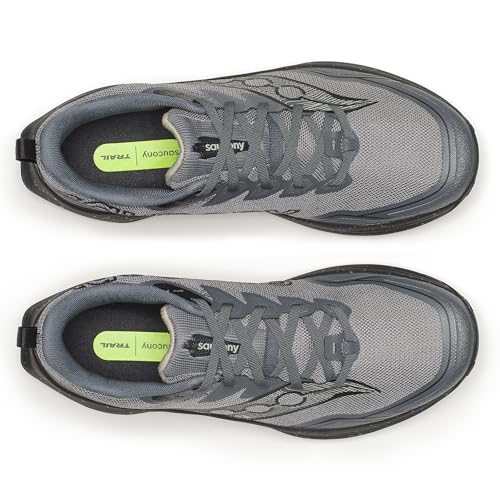 Saucony Men's Peregrine 16 Sneaker, Carbon/Black, 10 Wide