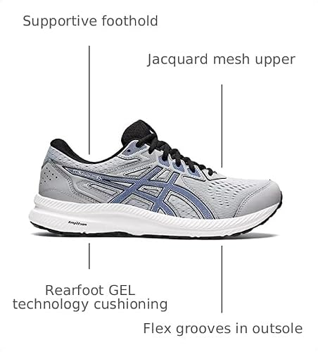 ASICS Men's Gel-Contend 8 Running Shoes, 11, Piedmont Grey/ASICS Blue