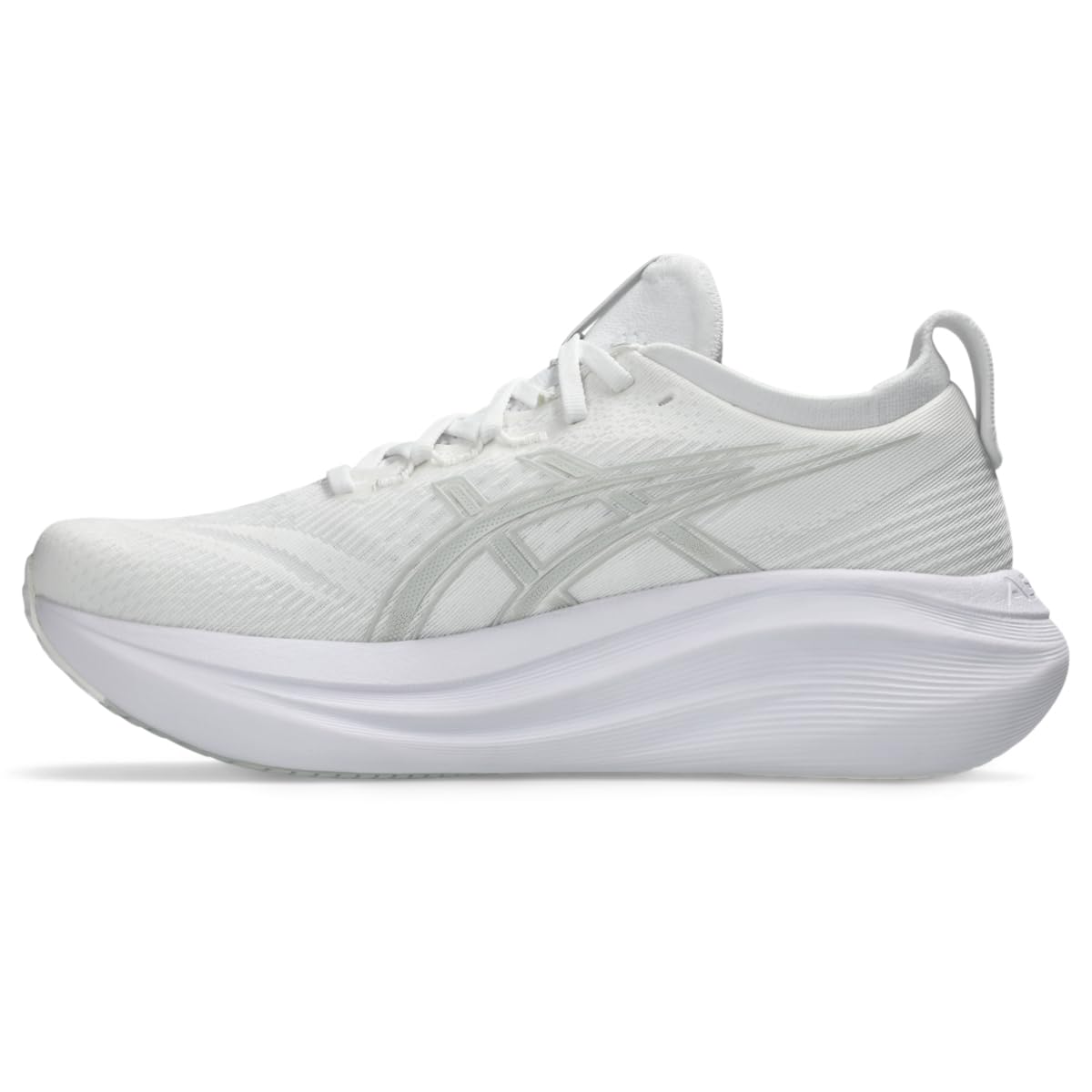 ASICS Men's Gel-Nimbus 27 Running Shoes, 9.5, White/Glacier Grey