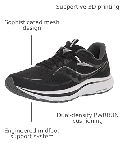 Saucony Omni 21 Men's Running Shoe, Black/White, 8.5 Wide