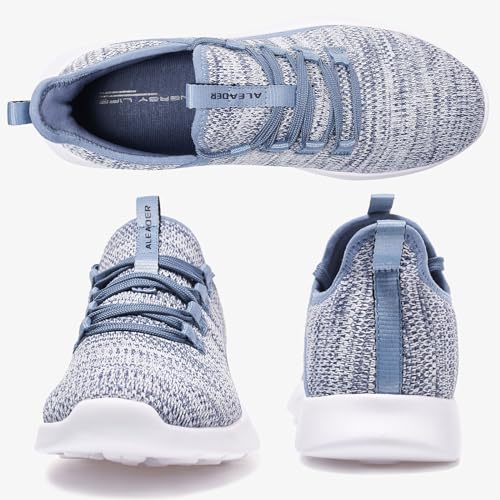 ALEADER Womens Fashion Sneakers Cloud Cushion Pure Running Shoes Slip On Walking Shoes Light Blue Size 7.5 US