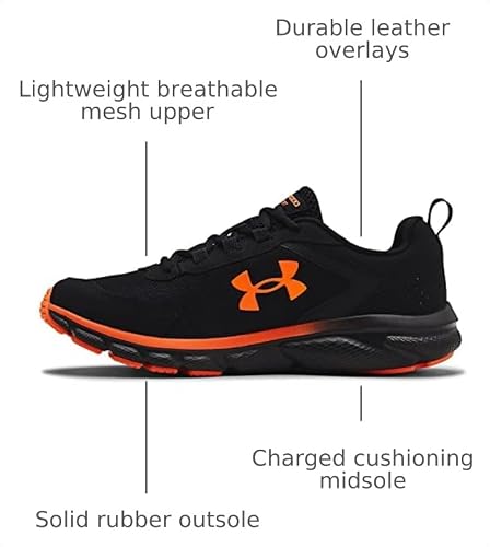 Under Armour Men's Charged Assert 9DISC, Black/Blaze/Orange, 11 M US