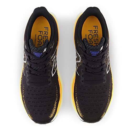 New Balance Men's Fresh Foam X 1080 V12 Running Shoe, Black/Hot Marigold, 7.5