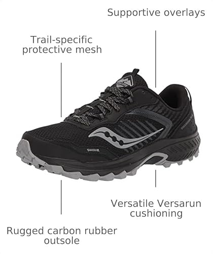 Saucony Men's Excursion TR15 Trail Running Shoe, Black/Shadow, 12