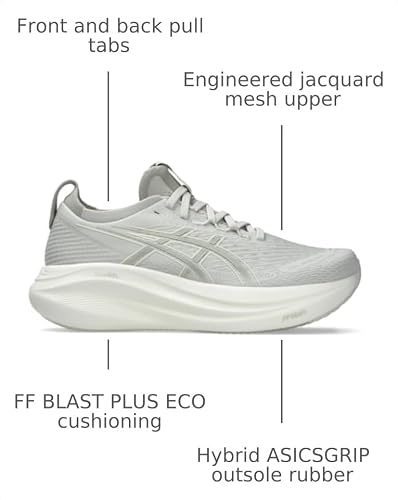 ASICS Women's Gel-Nimbus 27 Running Shoes, 8, Lake Grey/White SAGE