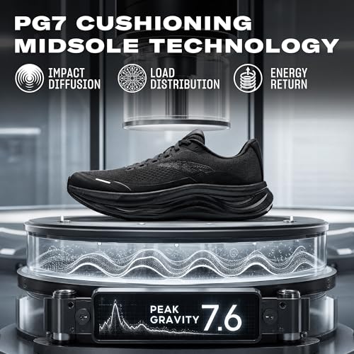 ANTA Men’s PG7 Running Shoes Cushioning Comfortable Breathable Athletic Workout Gym Cross Trainer Sports Sneakers, Black, 12