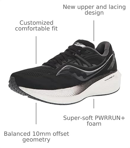 Saucony Men's Triumph 20 Running Shoe, Black/White, 11.5