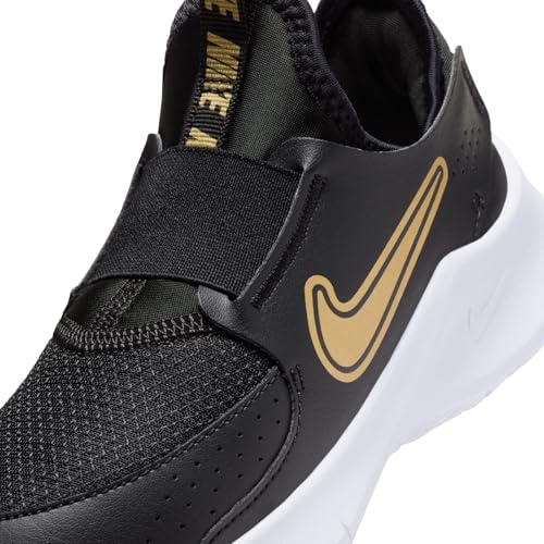 Nike Flex Runner 3 Little Kids' Shoes (FN1449-006, Black/White/Metallic Gold) Size 9