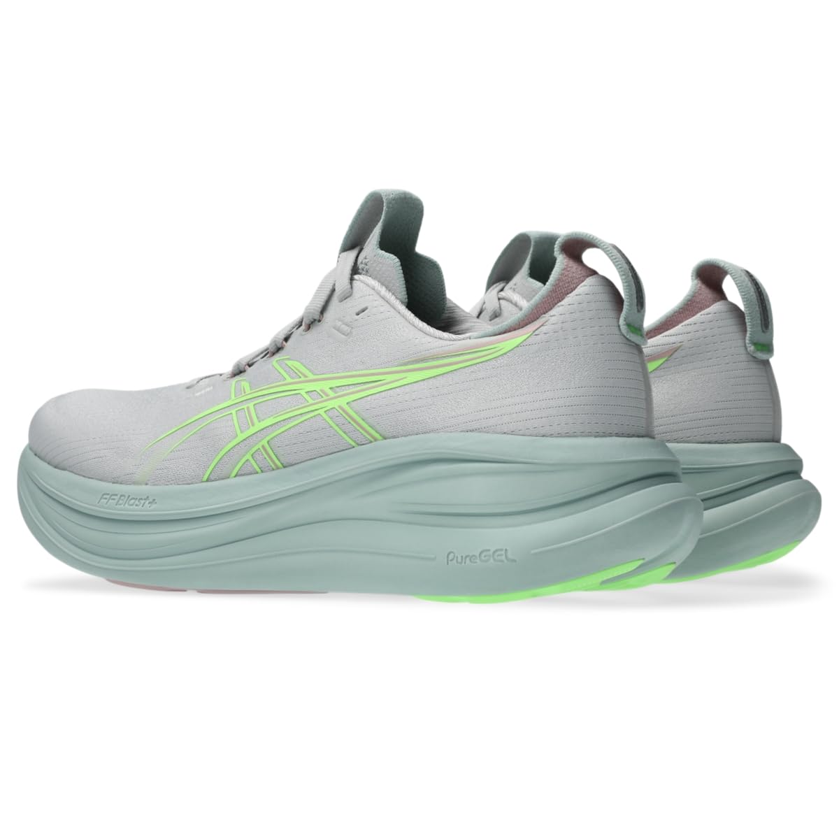 ASICS Women's Gel-Nimbus 28 Running Shoes, 5.5, Cloud Grey/Illuminate Green