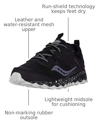Saucony Boy's Peregrine 10 Shield Sneaker, Black, 3.5 Big Kid