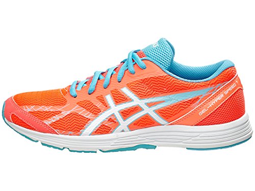 ASICS Women's Gel-Hyper Speed 7 Running Shoe, Flash Coral/White/Turquoise, 5 M US
