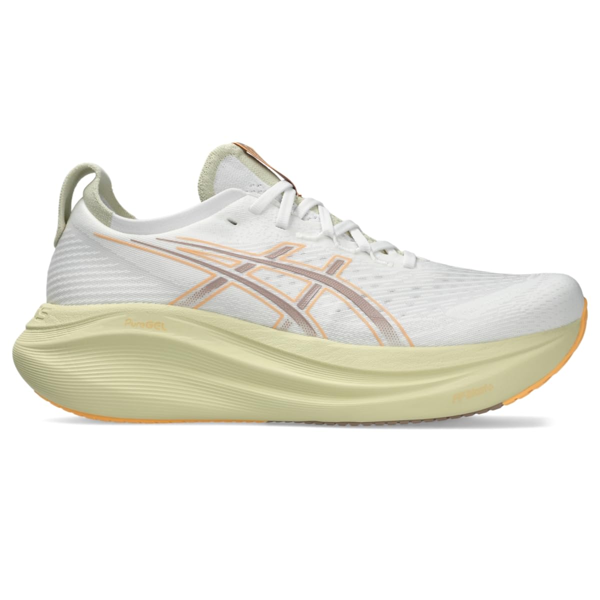 ASICS Men's Gel-Nimbus 27 Running Shoes, 9.5, White/Fawn