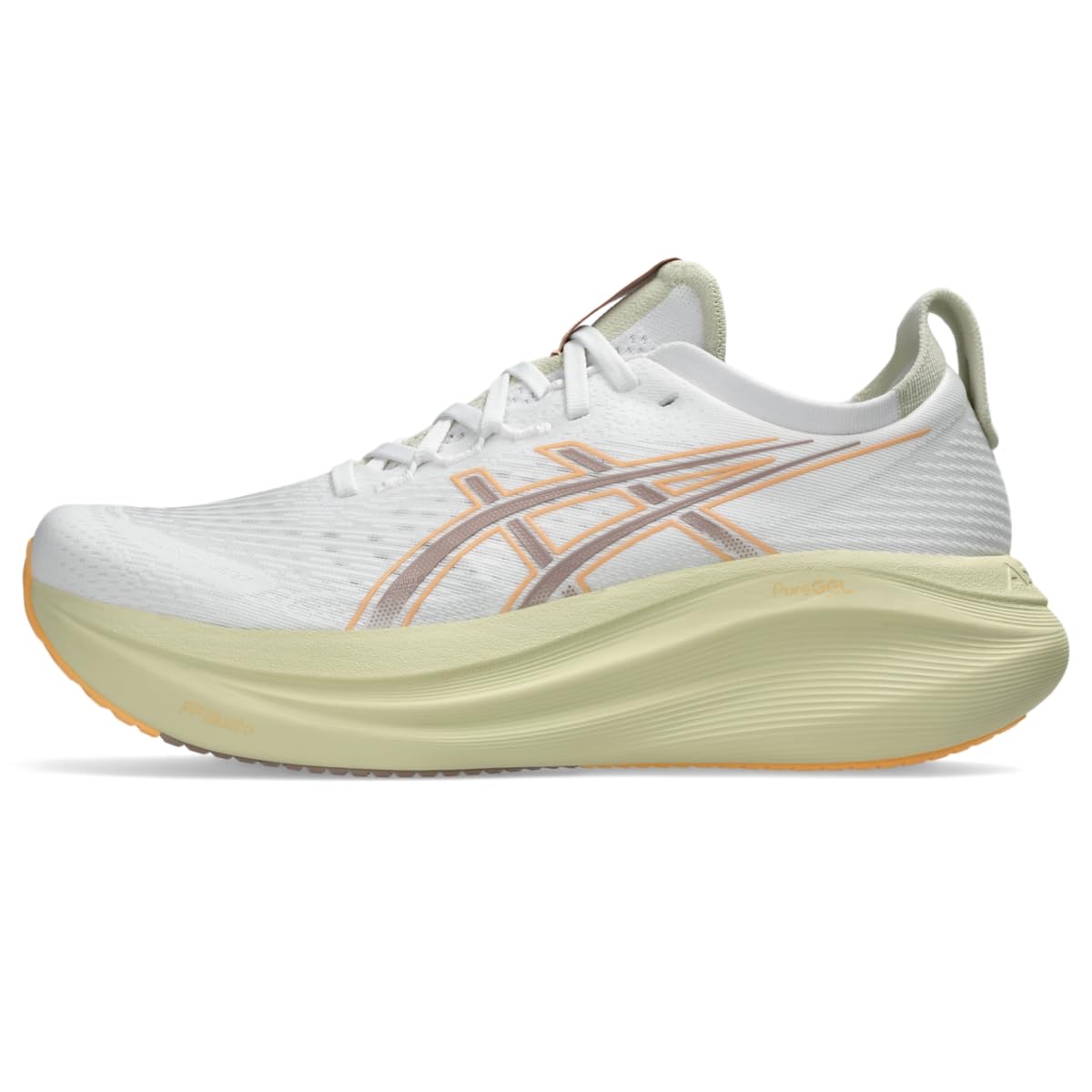 ASICS Men's Gel-Nimbus 27 Running Shoes, 9.5, White/Fawn