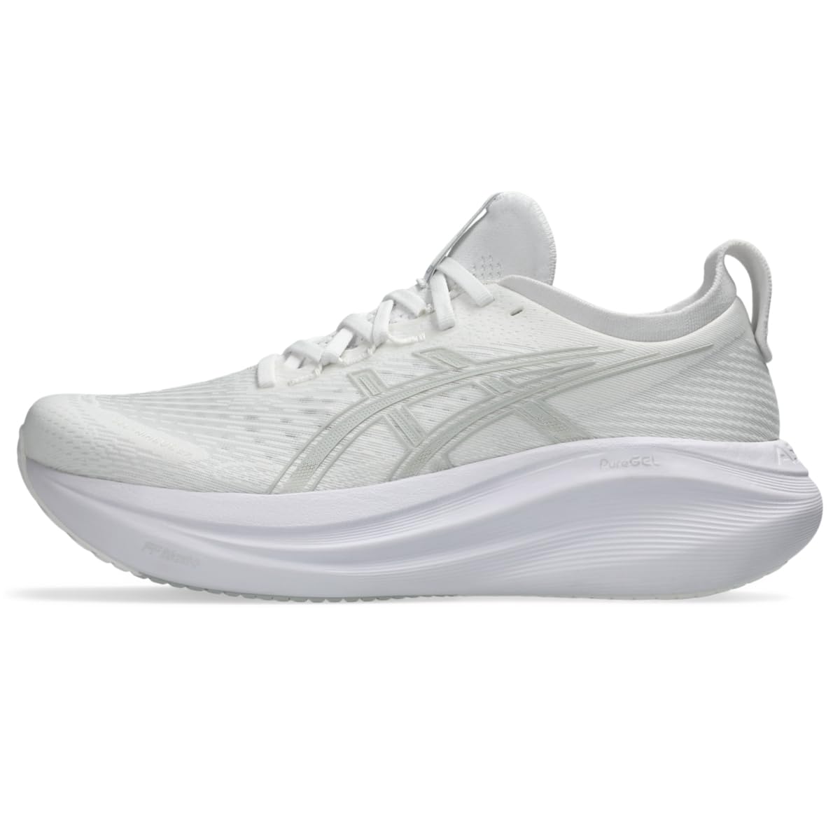 ASICS Men's Gel-Nimbus 27 Running Shoes, 9.5, White/Glacier Grey