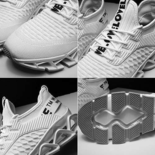 Chopben Men's Running Shoes Blade Non Slip Fashion Sneakers Breathable Mesh Soft Sole Casual Athletic Lightweight Walking Shoes(9.5,White)