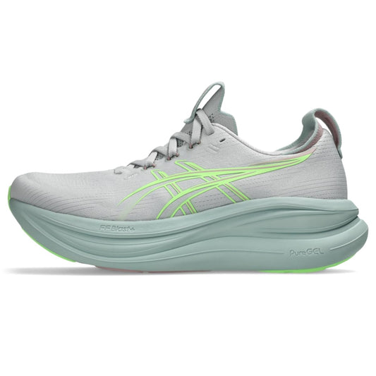 ASICS Women's Gel-Nimbus 28 Running Shoes, 5.5, Cloud Grey/Illuminate Green