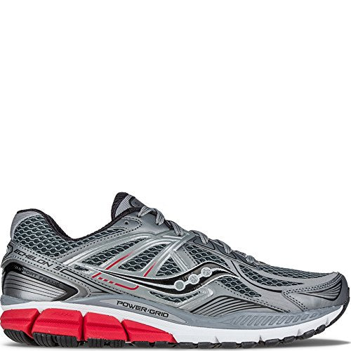 Saucony Men's Echelon 5 Running Shoe, Grey/Red/Blue, 9 M US