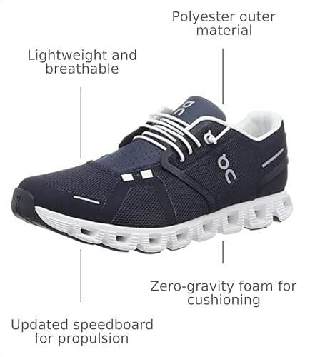 On Men's Cloud 5 Sneakers, Midnight/White, 9