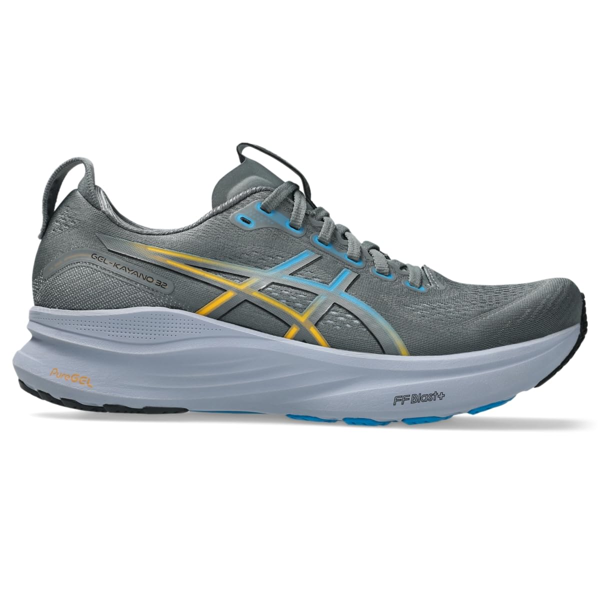 ASICS Men's Gel-Kayano 32 Running Shoes, 11.5, Steel Grey/Aegean Blue
