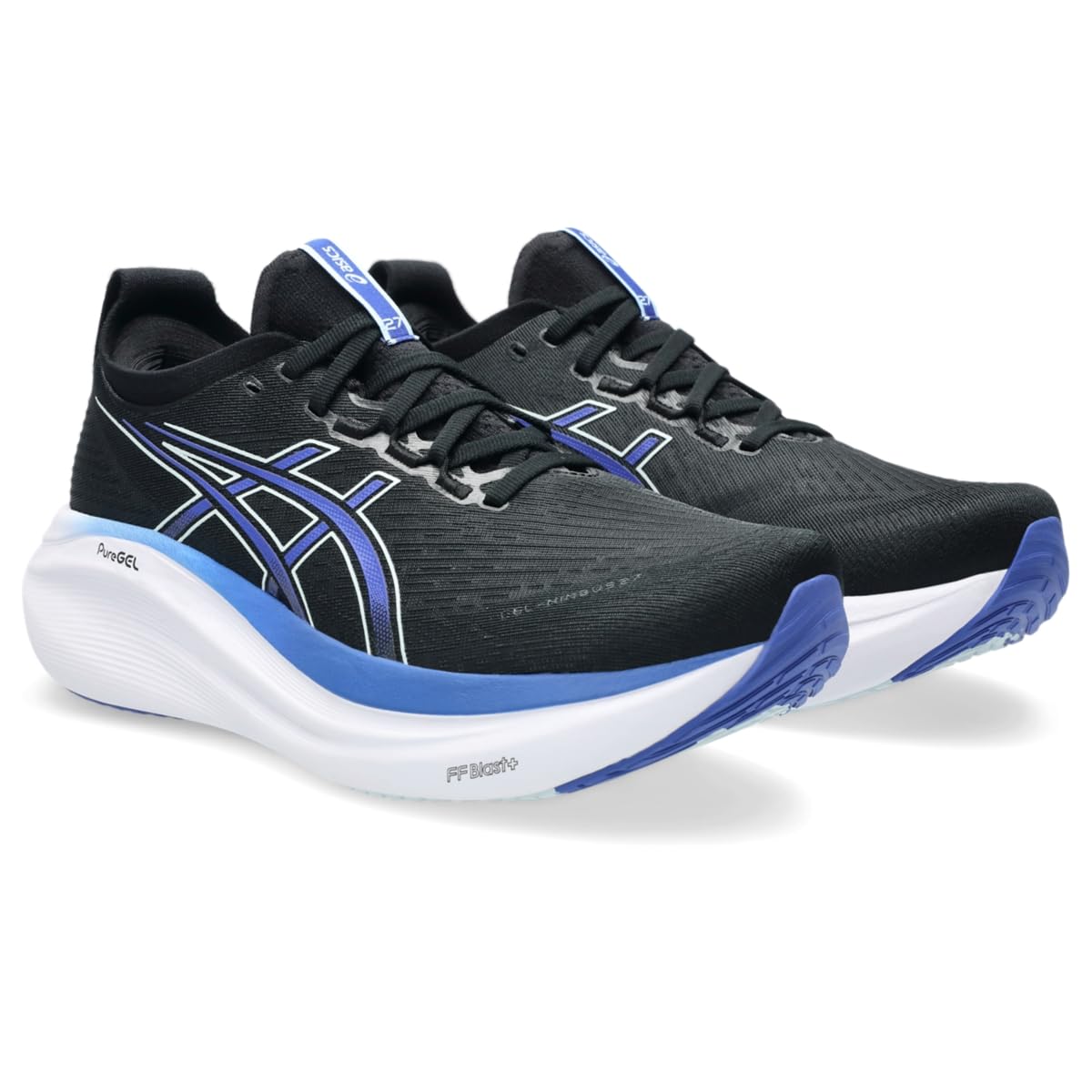 ASICS Men's Gel-Nimbus 27 Running Shoes, 11, Black/Dark Cobalt