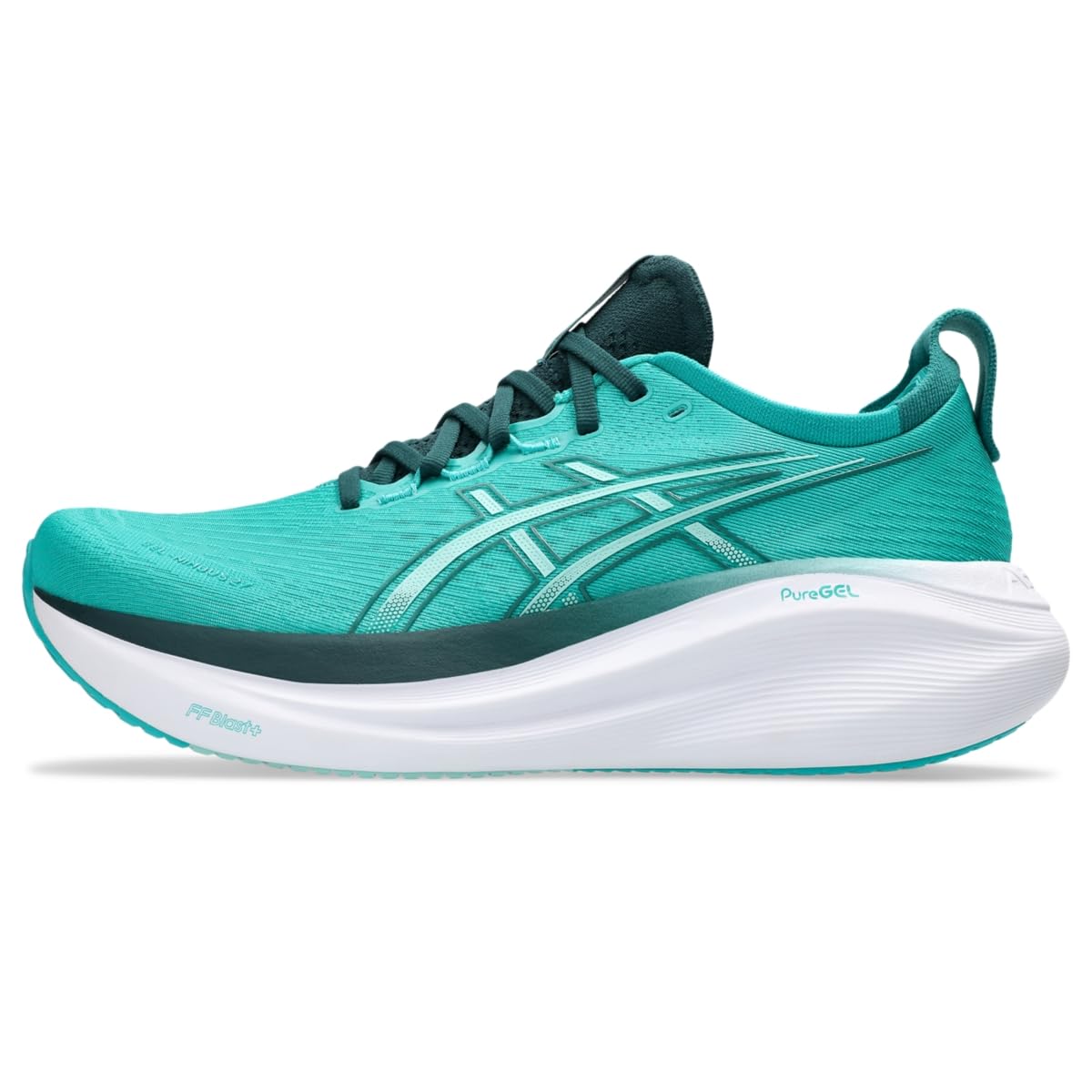 ASICS Men's Gel-Nimbus 27 Running Shoes, 11, Wave Teal/Saxon Green