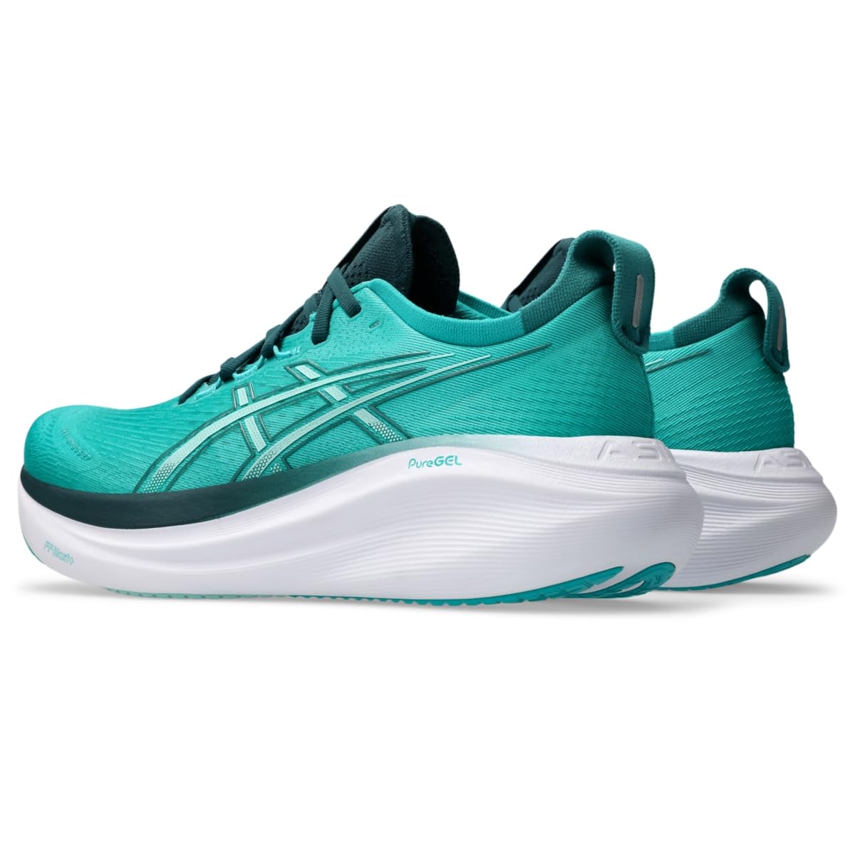 ASICS Men's Gel-Nimbus 27 Running Shoes, 10.5, Wave Teal/Saxon Green