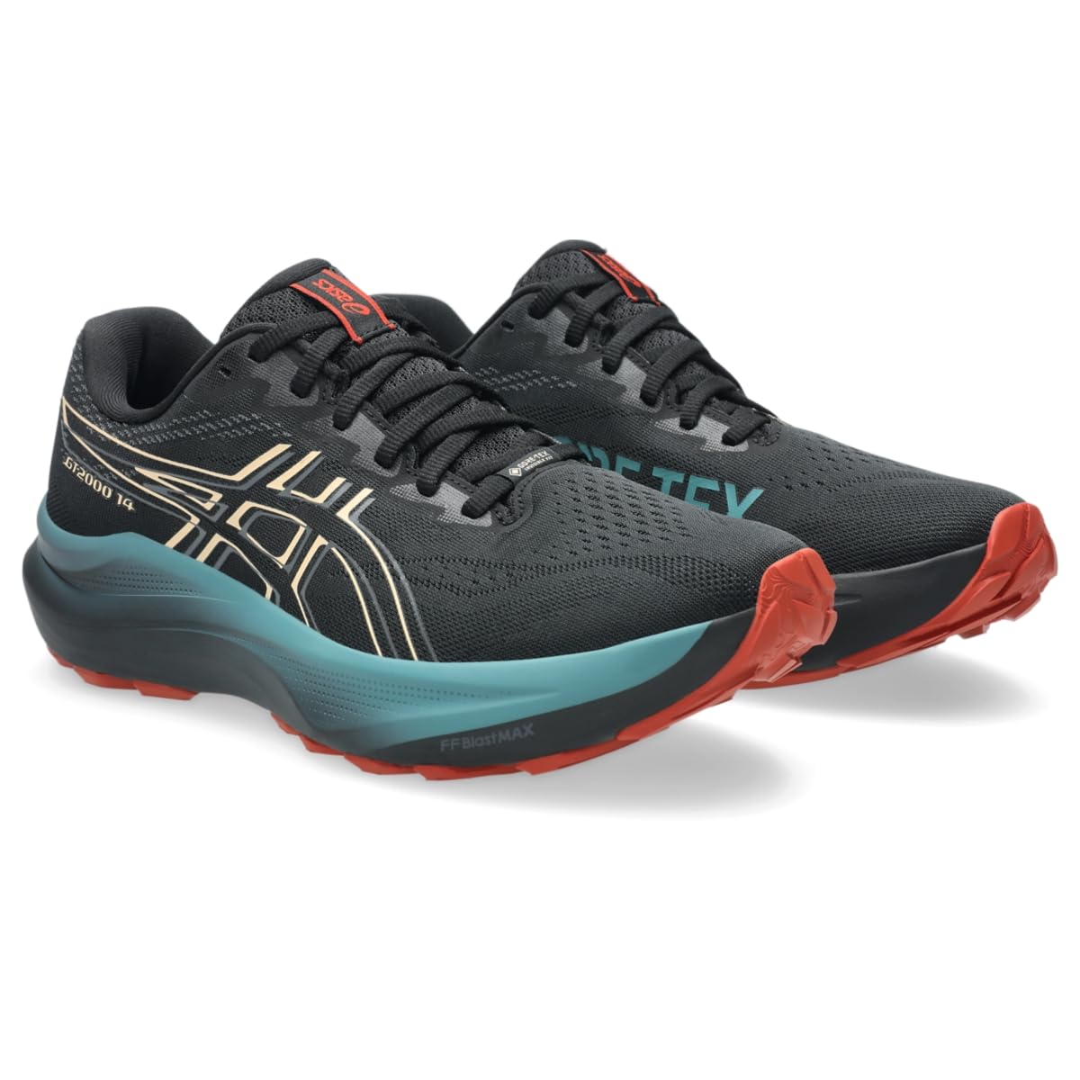 ASICS Men's GT-2000 14 Running Shoes, 9.5, Black/Apricot Crush