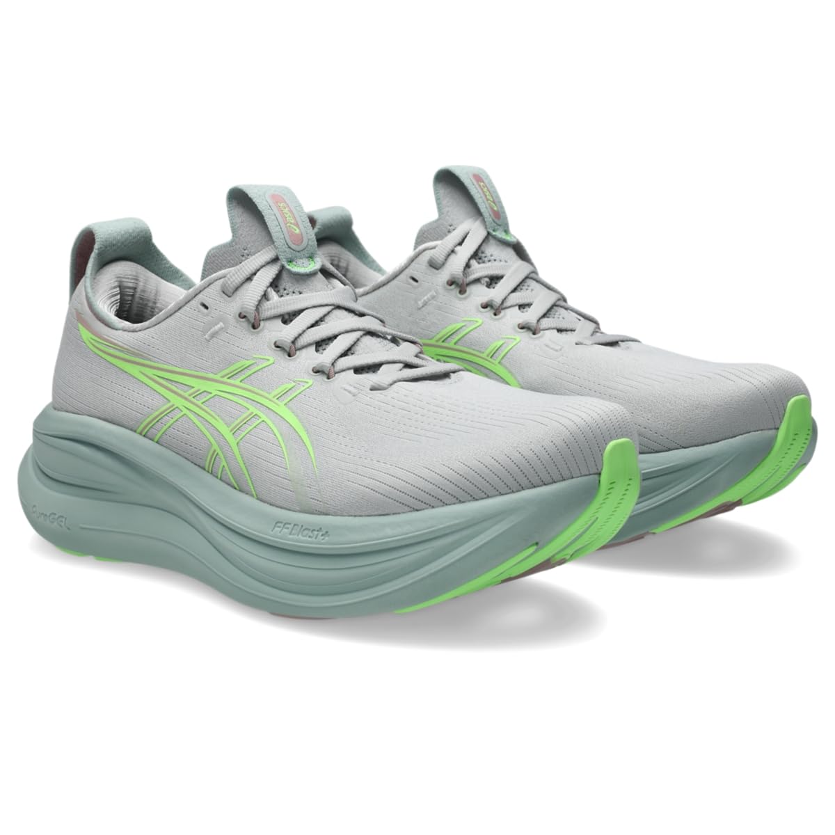 ASICS Women's Gel-Nimbus 28 Running Shoes, 5.5, Cloud Grey/Illuminate Green
