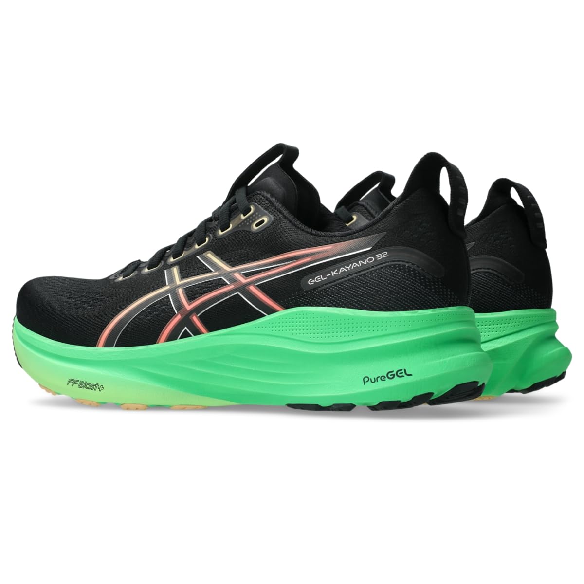 ASICS Men's Gel-Kayano 32 Running Shoes, 12, Black/Vital Green