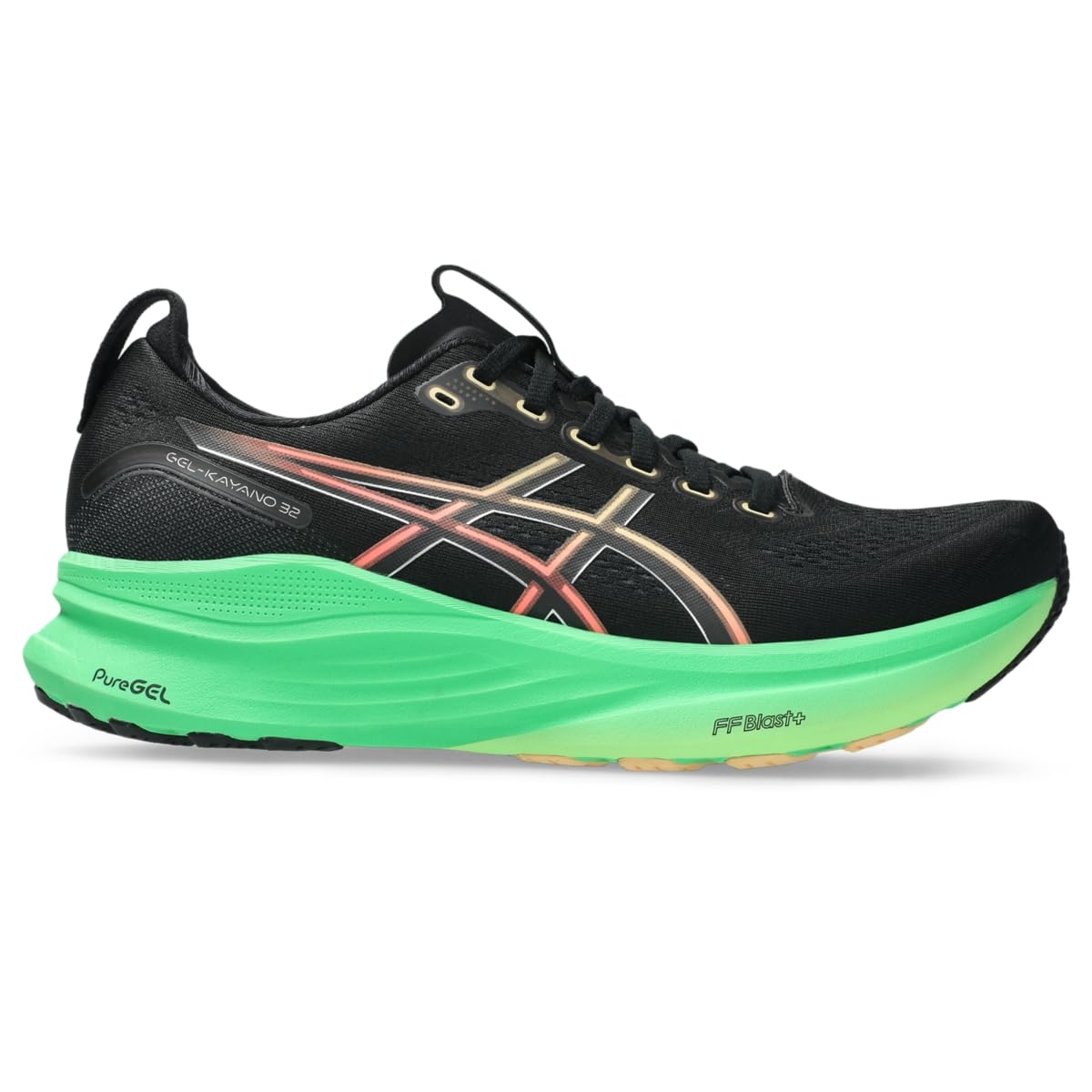 ASICS Men's Gel-Kayano 32 Running Shoes, 12, Black/Vital Green