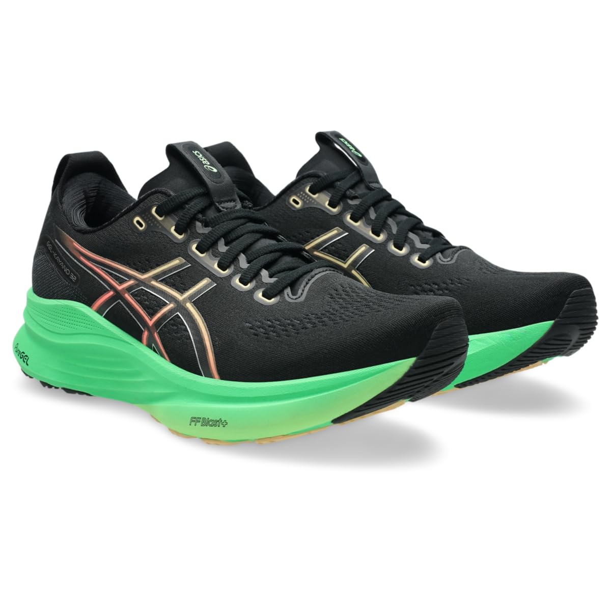 ASICS Men's Gel-Kayano 32 Running Shoes, 12, Black/Vital Green
