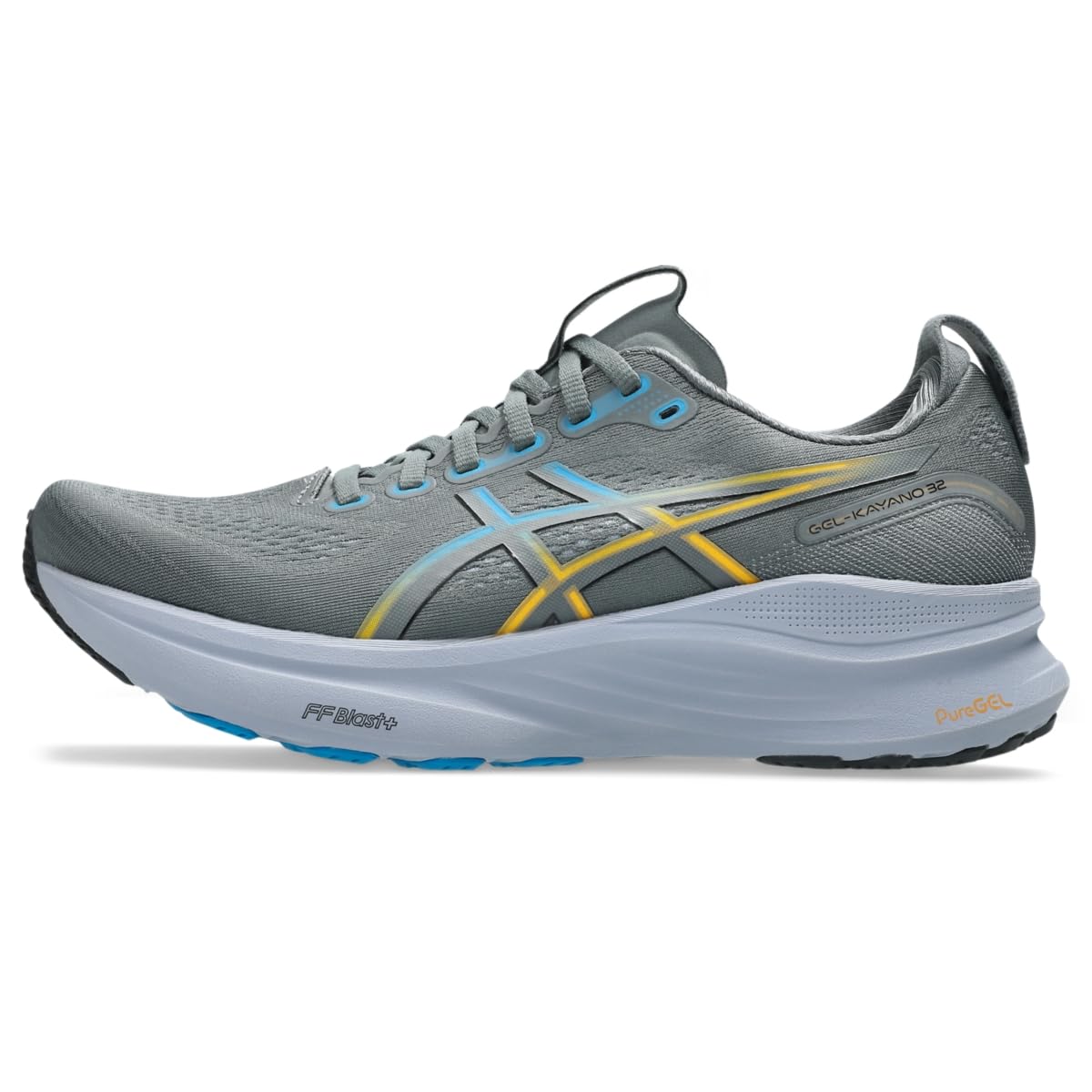 ASICS Men's Gel-Kayano 32 Running Shoes, 12, Steel Grey/Aegean Blue