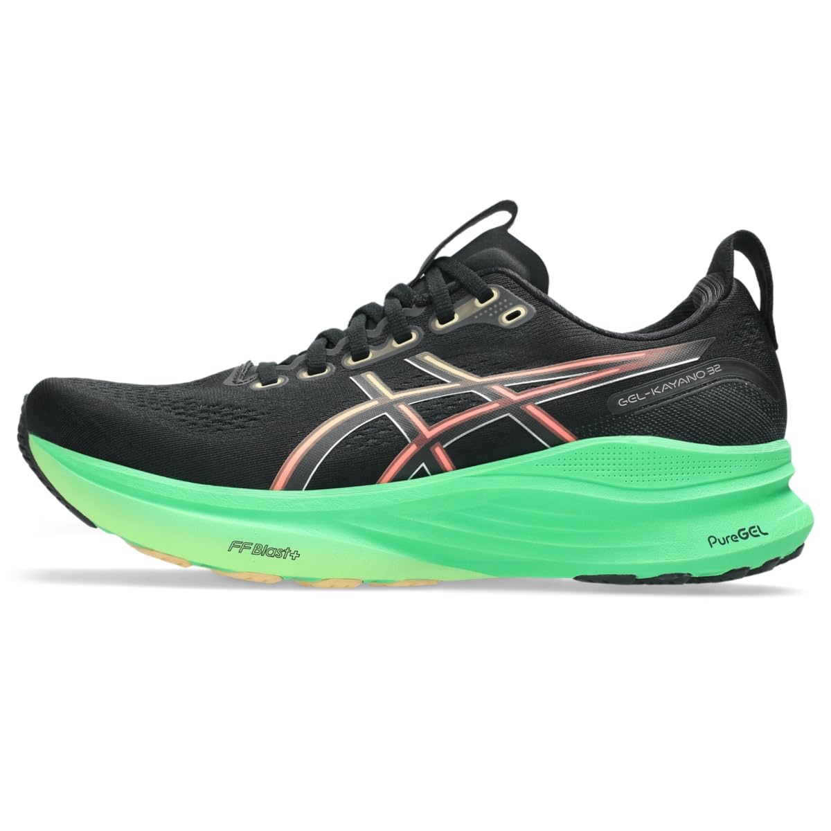 ASICS Men's Gel-Kayano 32 Running Shoes, 12, Black/Vital Green